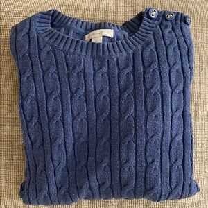 Charter Club Blue Cable Knit Sweater Button Shoulder